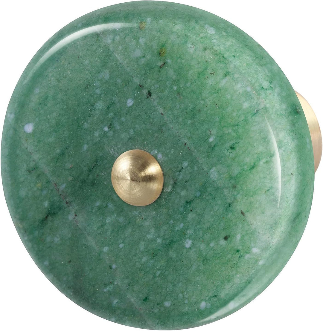 KYEYGWO 4 Stück Grüner Aventurin Natürlicher Kristall Möbelknöpfe mit Schraube, Runde Stein Schublad