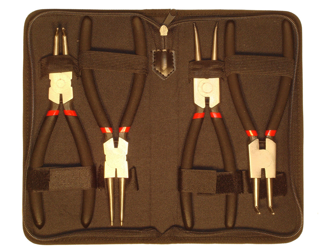 4-tlg. Sicherungsringzangen-Set Zangenlänge je 225 mm gerade & abgewinkelt