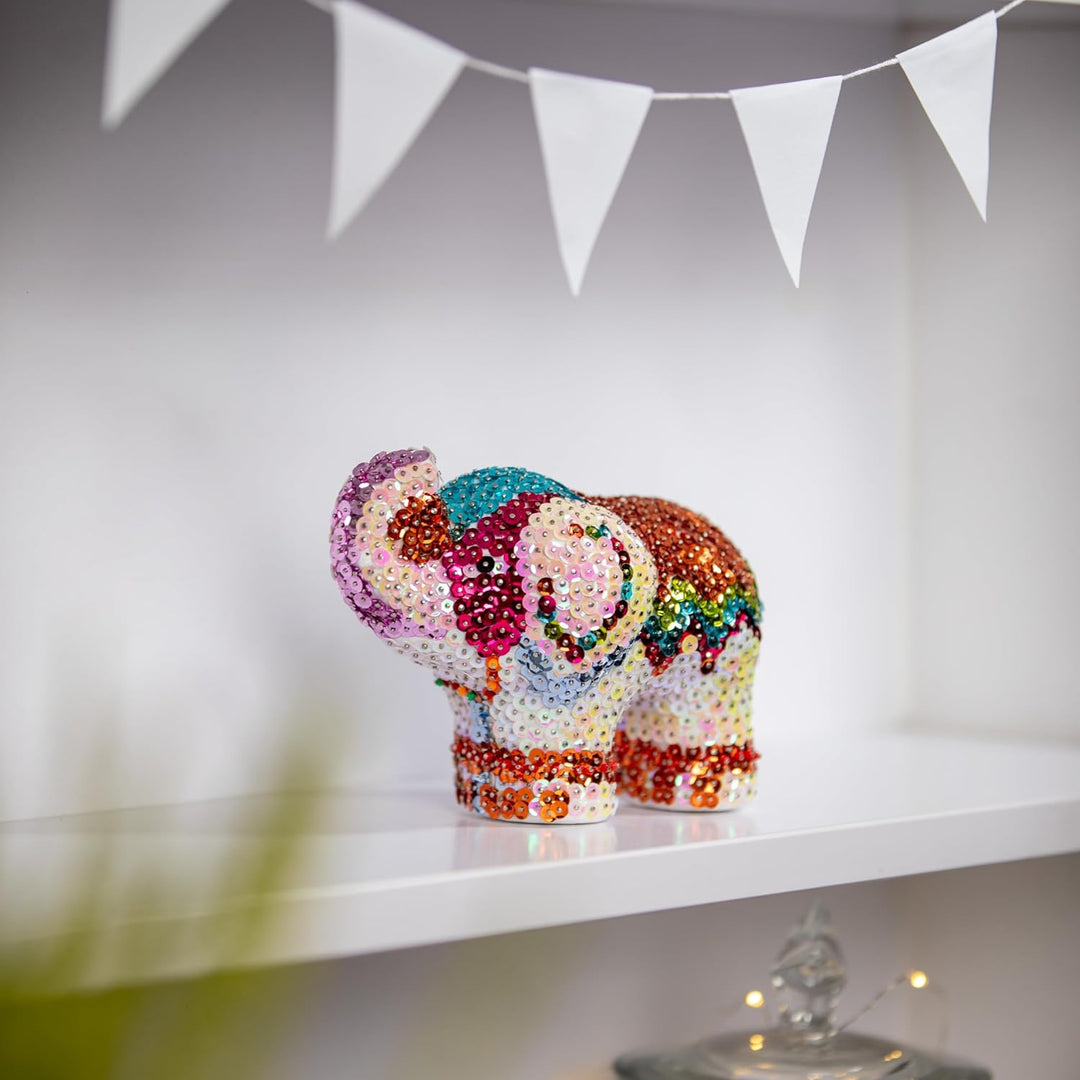 Kitfix - Sequin Art 3D Elefant - 3D Paillettenbild - Bastelset für Jugendliche, Erwachsene und Kinde