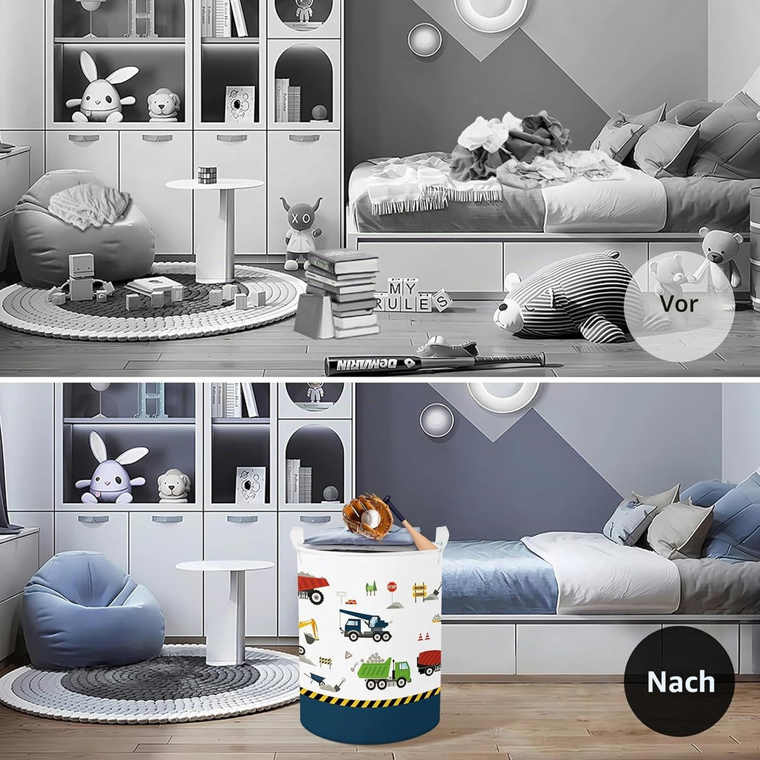 Clastyle Auto Kinder Wäschekorb mit Henkel Faltbar Kleidung Spielzeug Aufbewahrungskorb Jungen Aufbe
