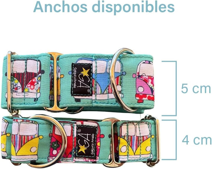 Galguita Amelie Auspuff-Halsband für Lieferwagen. Türkis. türkis 5cm de Ancho Talla M (30 - 39 cm de