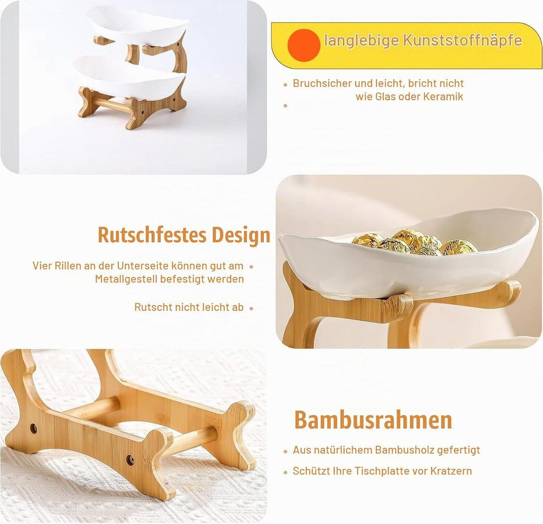 Obst Etagere Kunststoff Obstschale - Bruchsicher Kunststoffschalen mit 2 Etagen Kunststoff Obsttelle