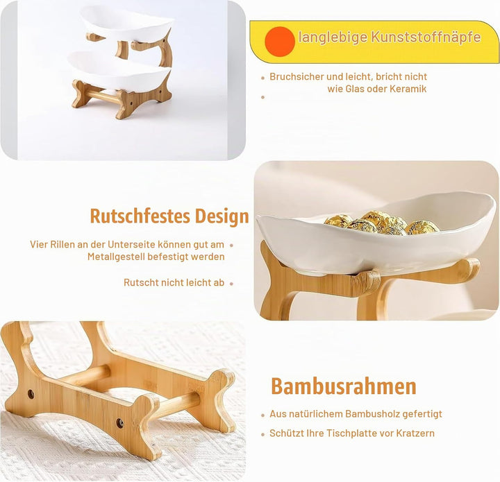 Obst Etagere Kunststoff Obstschale - Bruchsicher Kunststoffschalen mit 2 Etagen Kunststoff Obsttelle
