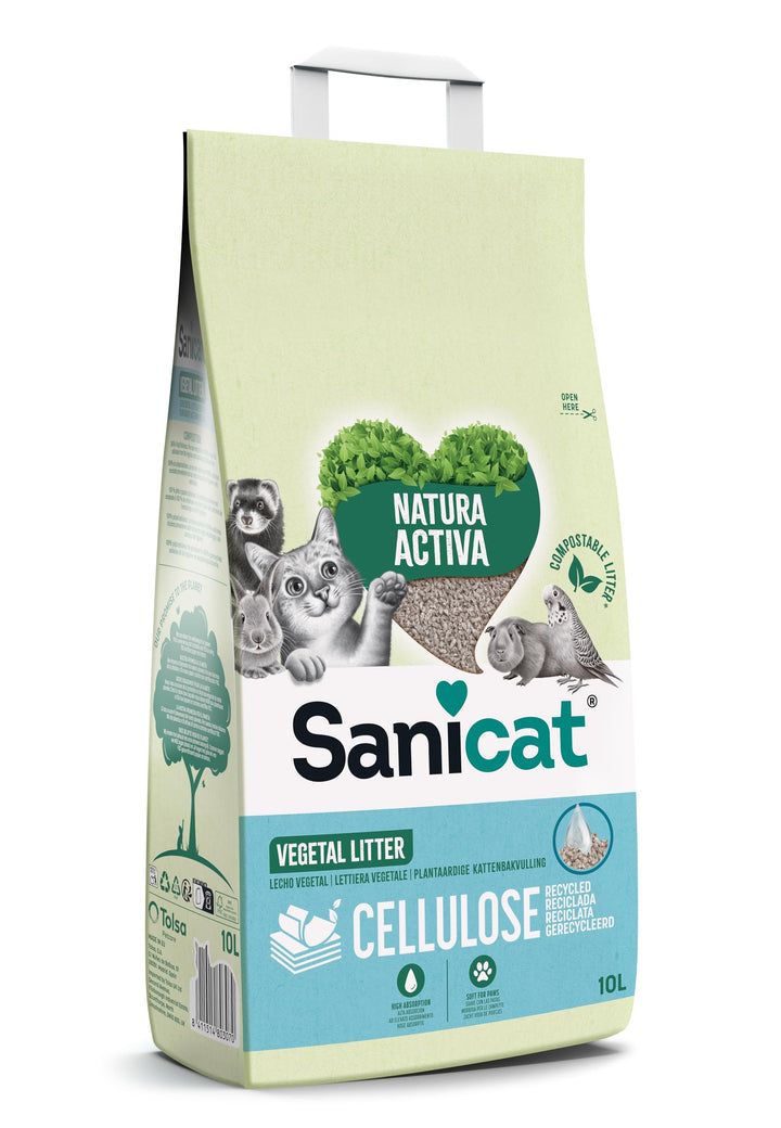 Sanicat – Absorbierende Multipet-Streu aus recycelter Zellulose | Ausgezeichnete Absorption und Geru