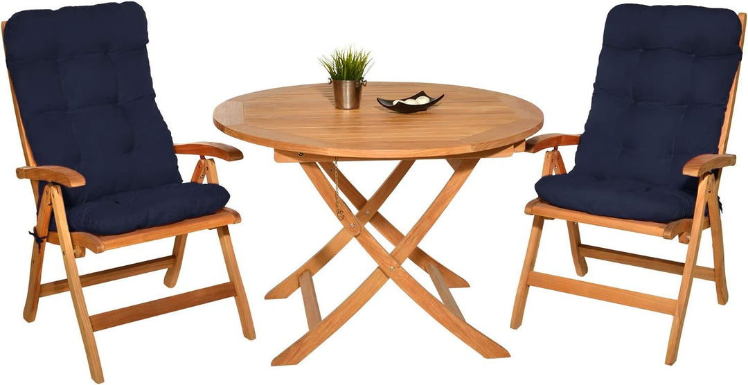 Beautissu 6er Set Hochlehner Auflagen Sitzpolster für Gartenstühle Outdoor | 120x50x8cm Dunkelblau G