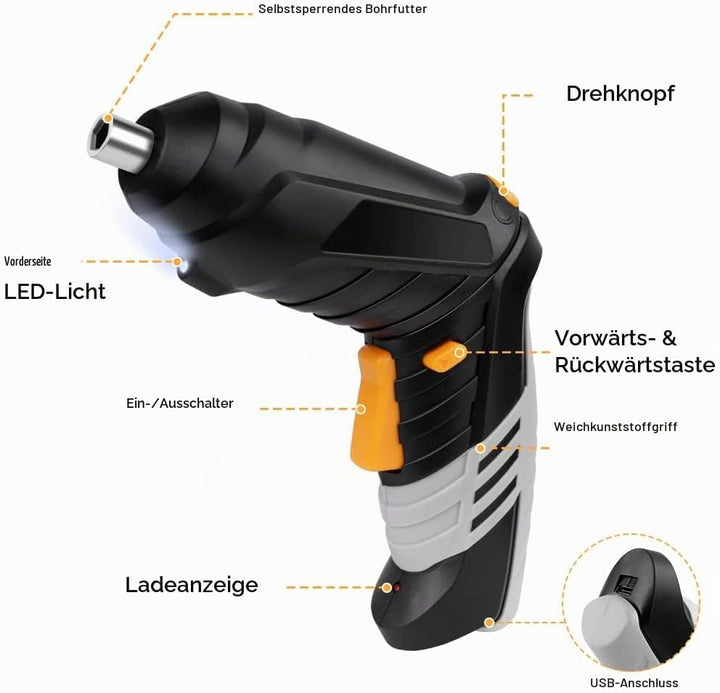 Flintronic kabelloses Schraubendreher-Set, 3,5 N·m, 3,6 V/1300 mAh wiederaufladbarer Bohrmaschinentr