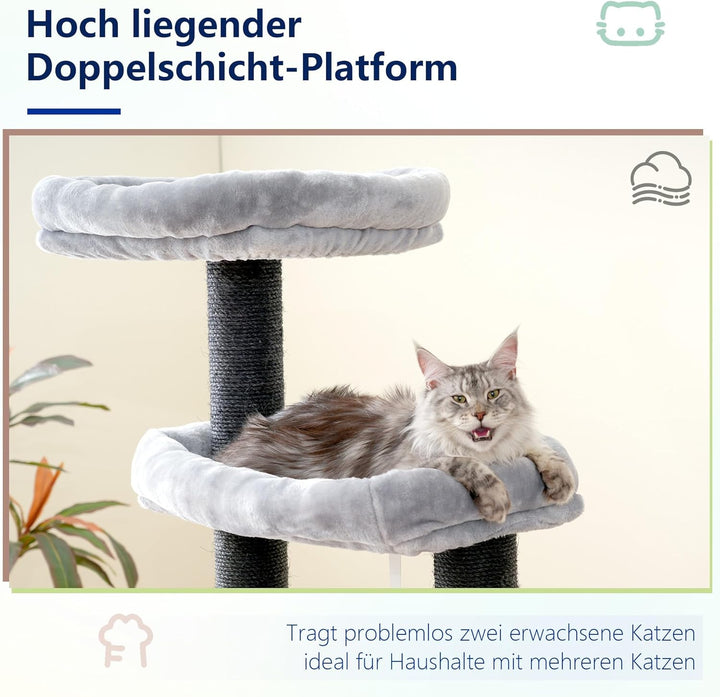 Hey-brother XXL Grosse Kratzbaum für Maine Katze, 168cm Katzenbaum für gross Katzen, mit übergrosser