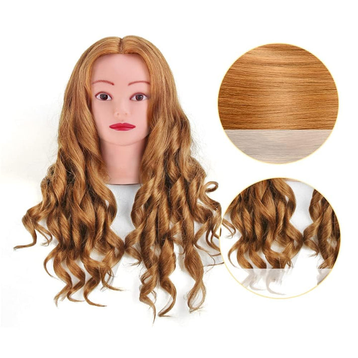 TopDirect Friseur Übungskopf 66cm, 80% Echthaar-Mix, Hellkupferblond, Hellkupferblond