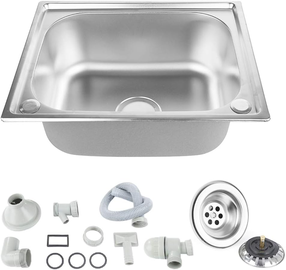 Küchenspüle Edelstahl, mit Abflussrohr, Spülbecken 1 Becken, eingebettete Installation, Spüle, Prima