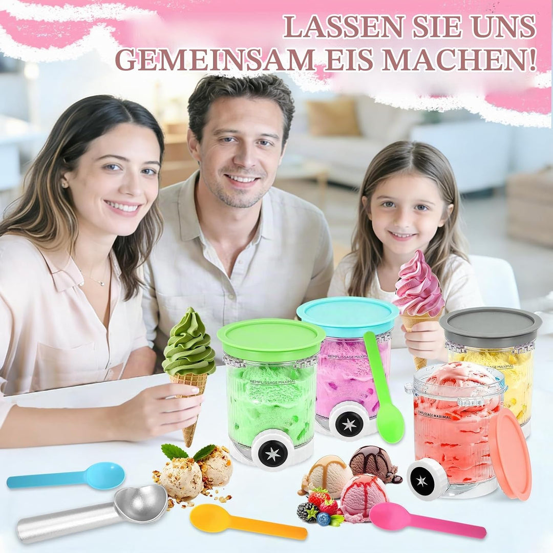 4 Stück Ninja Creami Behälter 480ml, BPA-frei &amp; Spülmaschinenfest, Kompatibel mit Ninja NC300/NC301/