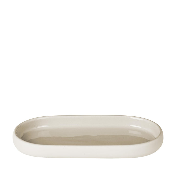 Blomus Sono Tablett, Keramik, Silikon, Moonbeam, H 2,5 cm, B 10 cm, T 19 cm Cremefarben, Cremefarben