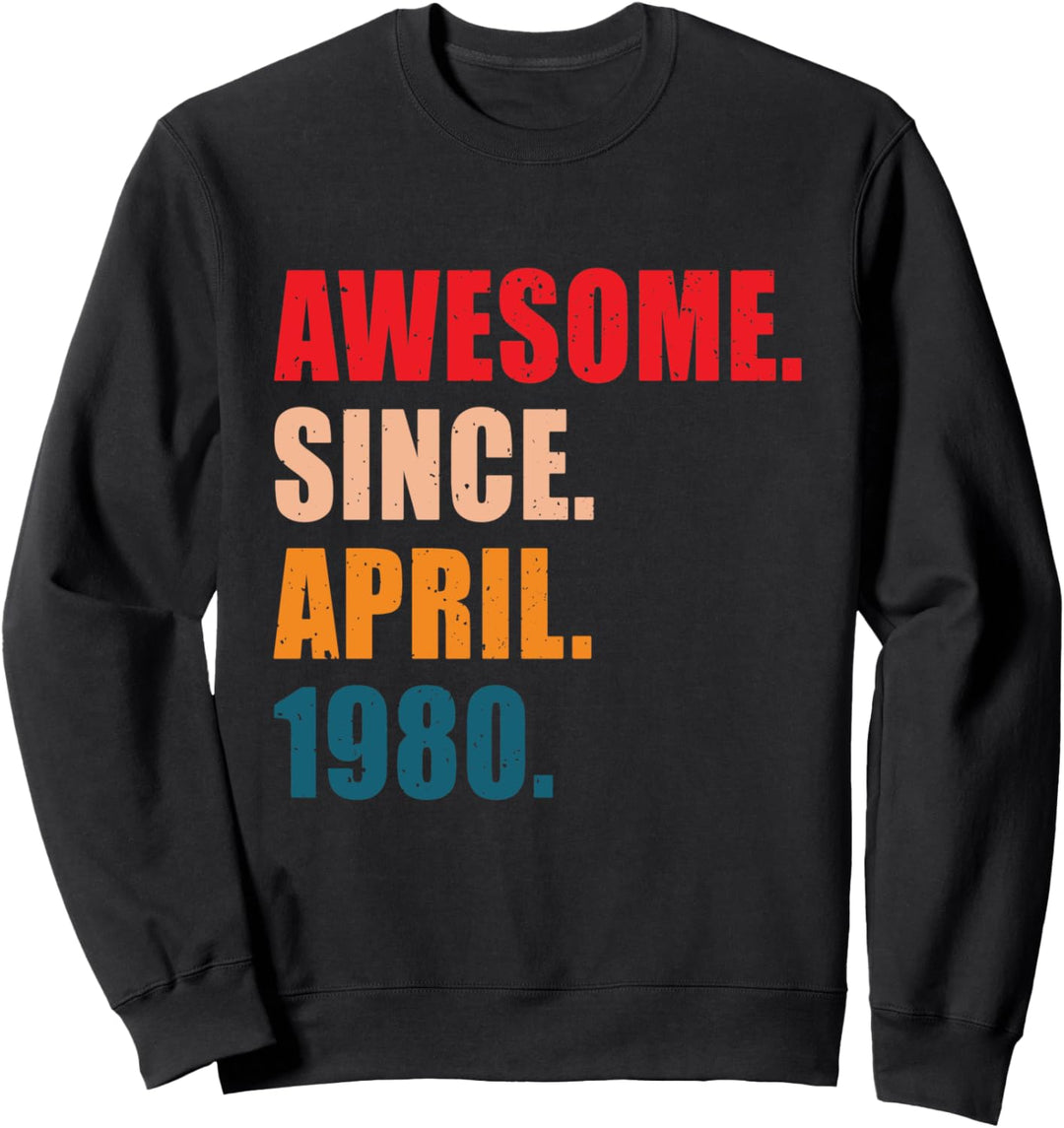 Awesome Since April 1980 Vintage Personalisierter Geburtstag Sweatshirt