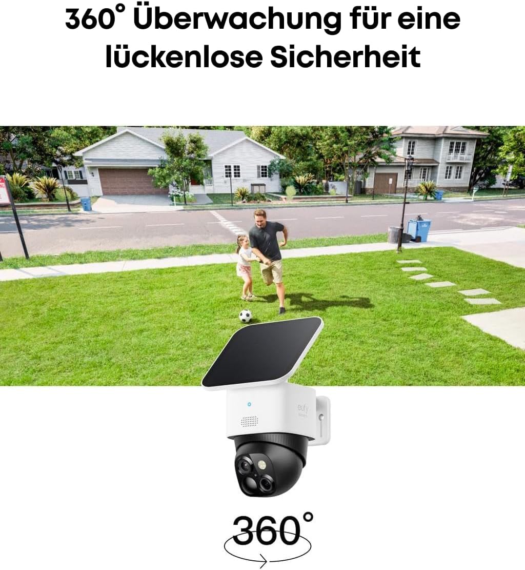 eufy Security 2 Pack, Überwachungskamera aussen solar, 360°-Überwachung, Keine Toten Winkel, Überwac