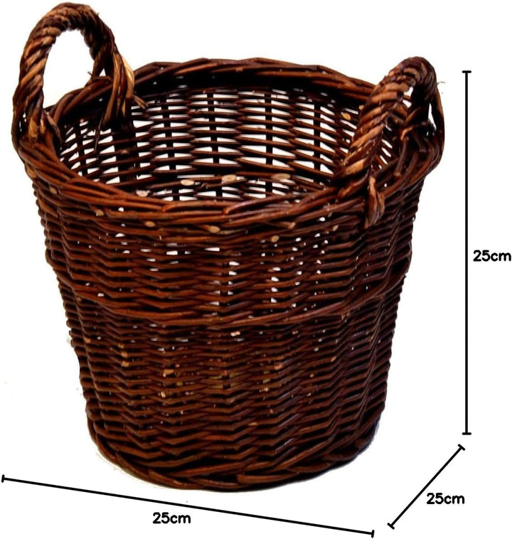 7 Grössen WIKLER Gartenkorb Kartoffelkorb Kaminkorb Holzkorb Weide Kiepe Erntkorb Füllkorb (Ø25cm),