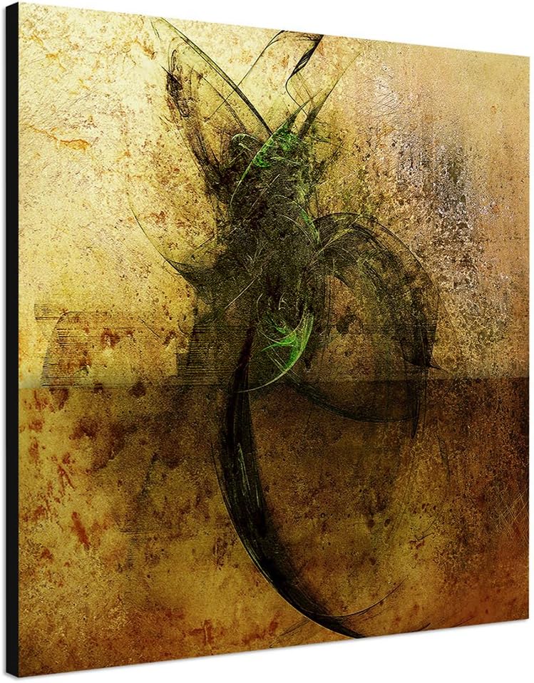 Paul Sinus Art Grenzen ohne Sieger - Abstrakt463_60x60cm Kunstdruck Leinwandbild Braun Schwarz gün X