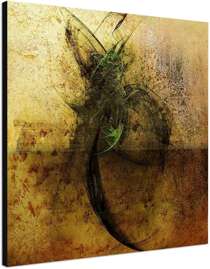 Paul Sinus Art Grenzen ohne Sieger - Abstrakt463_60x60cm Kunstdruck Leinwandbild Braun Schwarz gün X