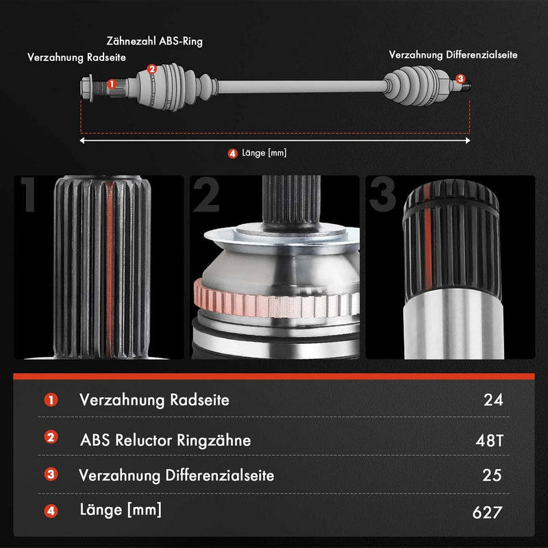 Frankberg Antriebswelle Vorderachse Links Kompatibel mit Picanto BA 1.0L 2007-2011 Picanto SA 1.0L 1