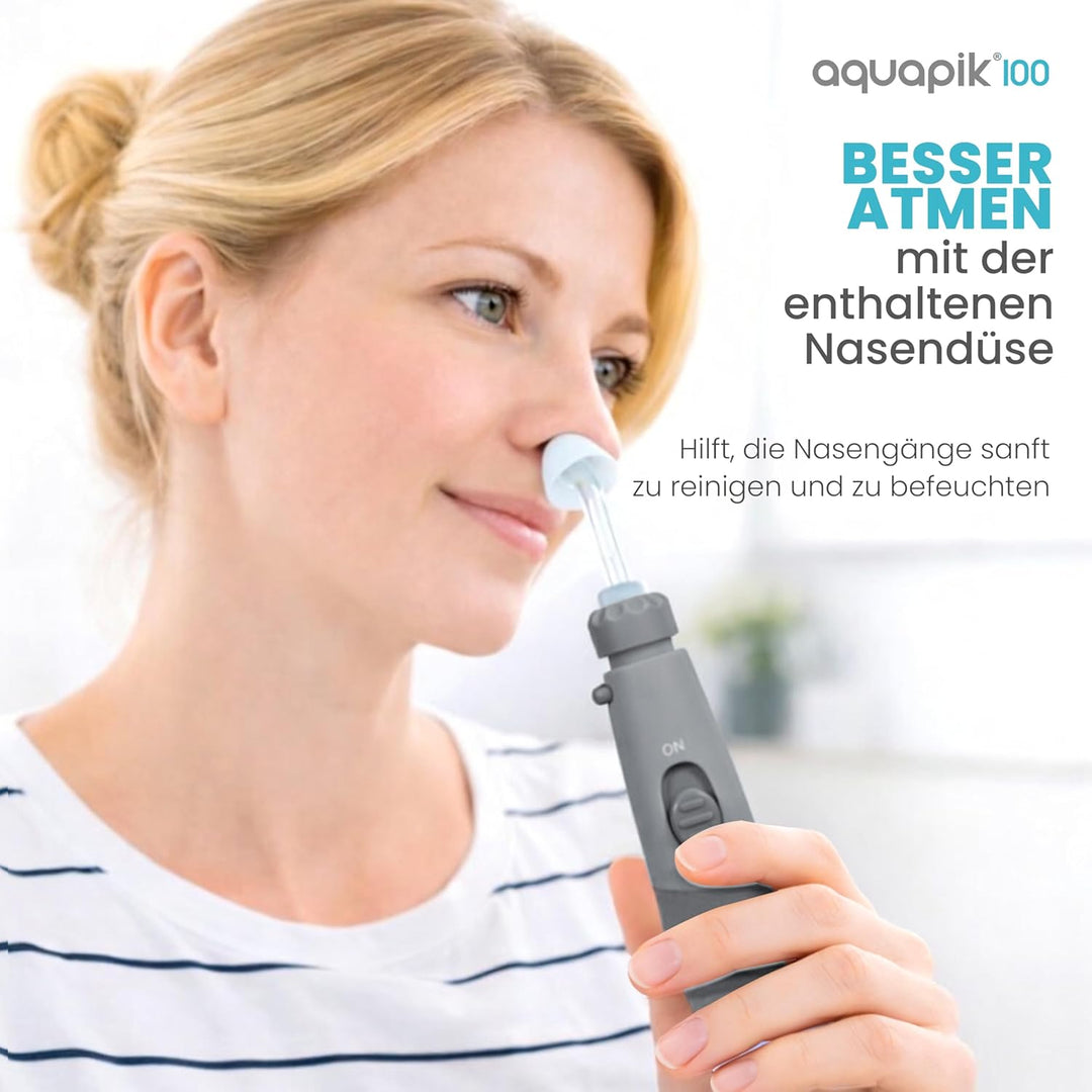 Aquapik® 100 professionelle Munddusche | Plaqueentferner + von Zahnärzten empfohlen | 8 Düsen, 10 Dr