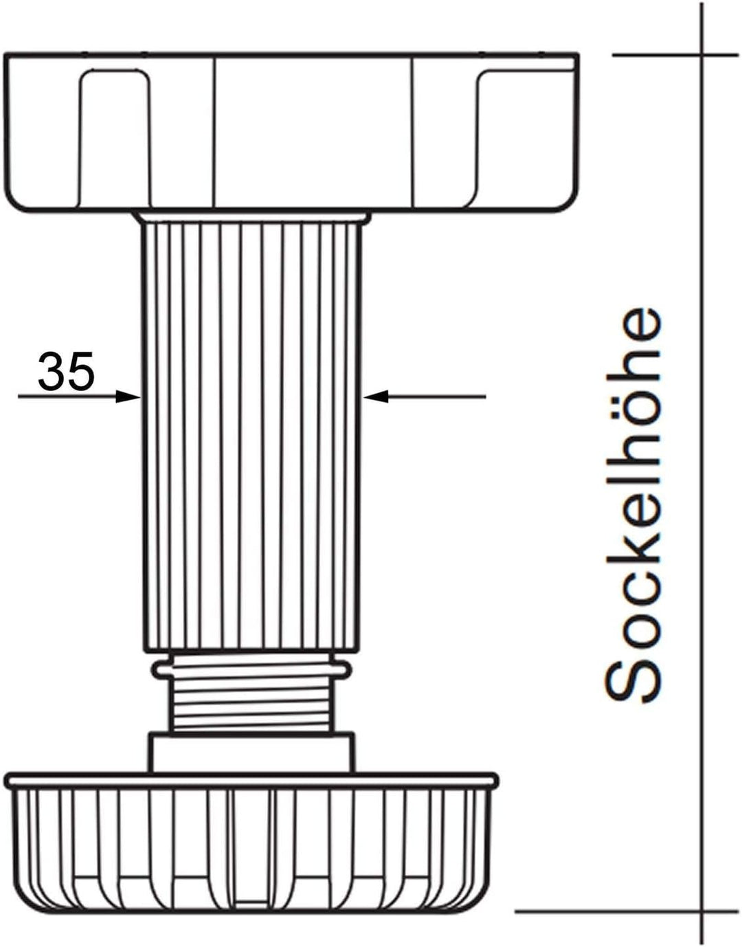 40er Set SO-TECH® Möbelfuss Sockelfuss Stellfuss 125 mm verstellbar, 40er Set