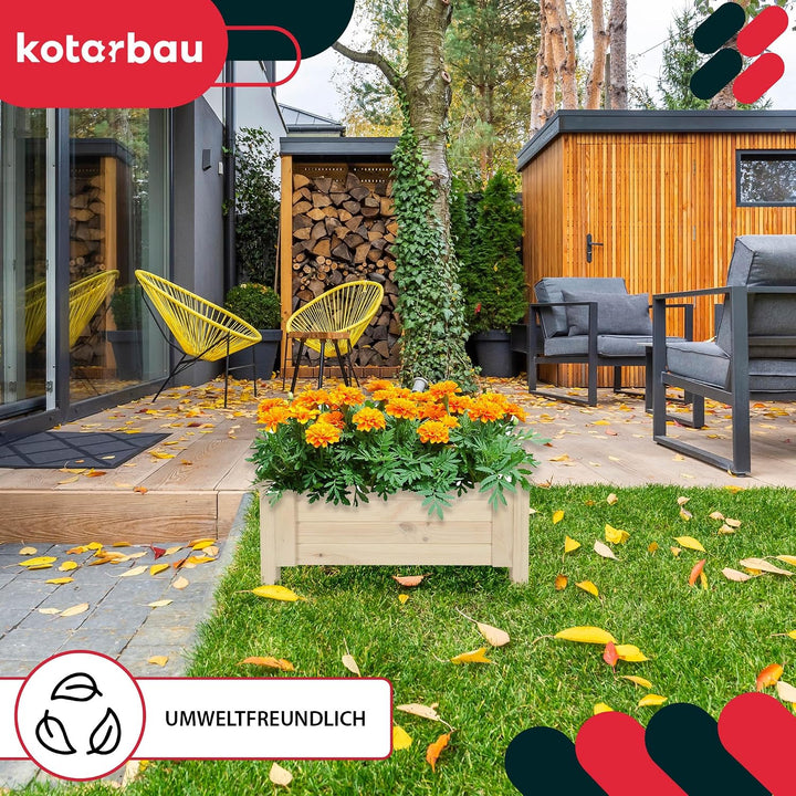 KOTARBAU® Blumenkasten - 60 x 60 x 30 cm - Pflanzkasten mit Vlies - Pflanzkübel gross aussen - Balko