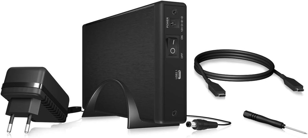 ICY BOX Externes 3,5 Zoll Gehäuse für Festplatten, USB-C 3.1 Anschluss (Gen 2, 10 Gbit/s), Standfuss