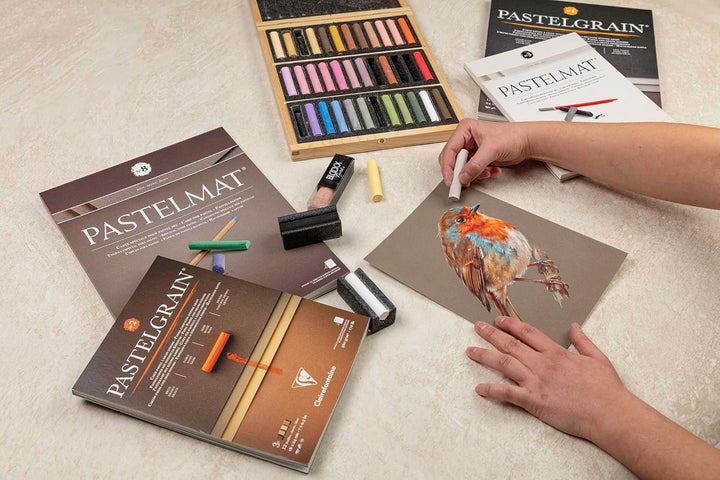 Clairefontaine 96018C Zeichenblock Pastelmat (12 Blatt, 30 x 40 cm, 360 g, mit 4 transparenten Trenn