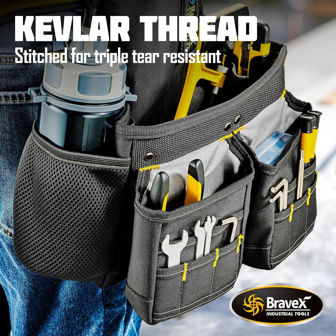Bravex Tool Belt Suspenders - Pro Ultra Anti-wear 20 Bags Y-Style Tool Belts 5 Combo Apron Tool Pouc