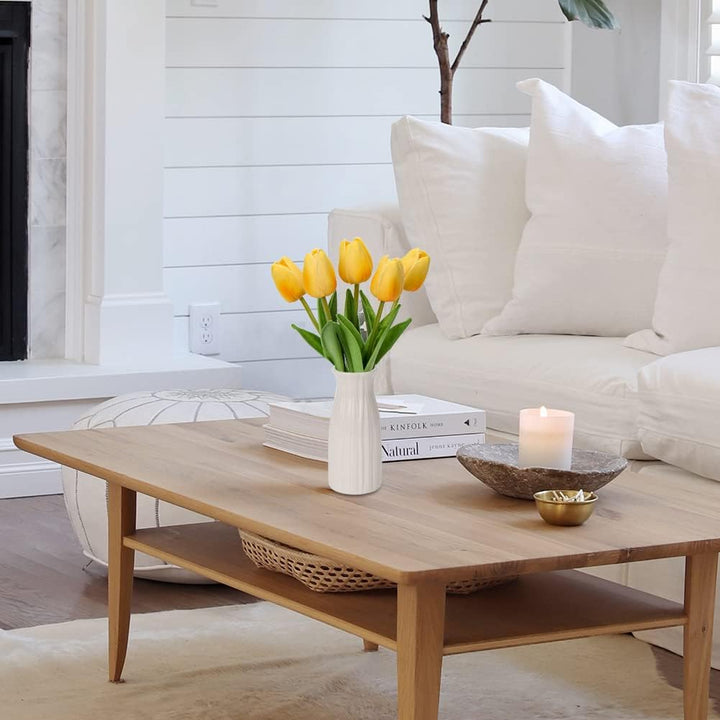 Kunstblumen Künstliche Tulpen Blumen Wie Echt Real Touch Tulpen, Höhe 30 cm, mit Vase aus Keramik, D