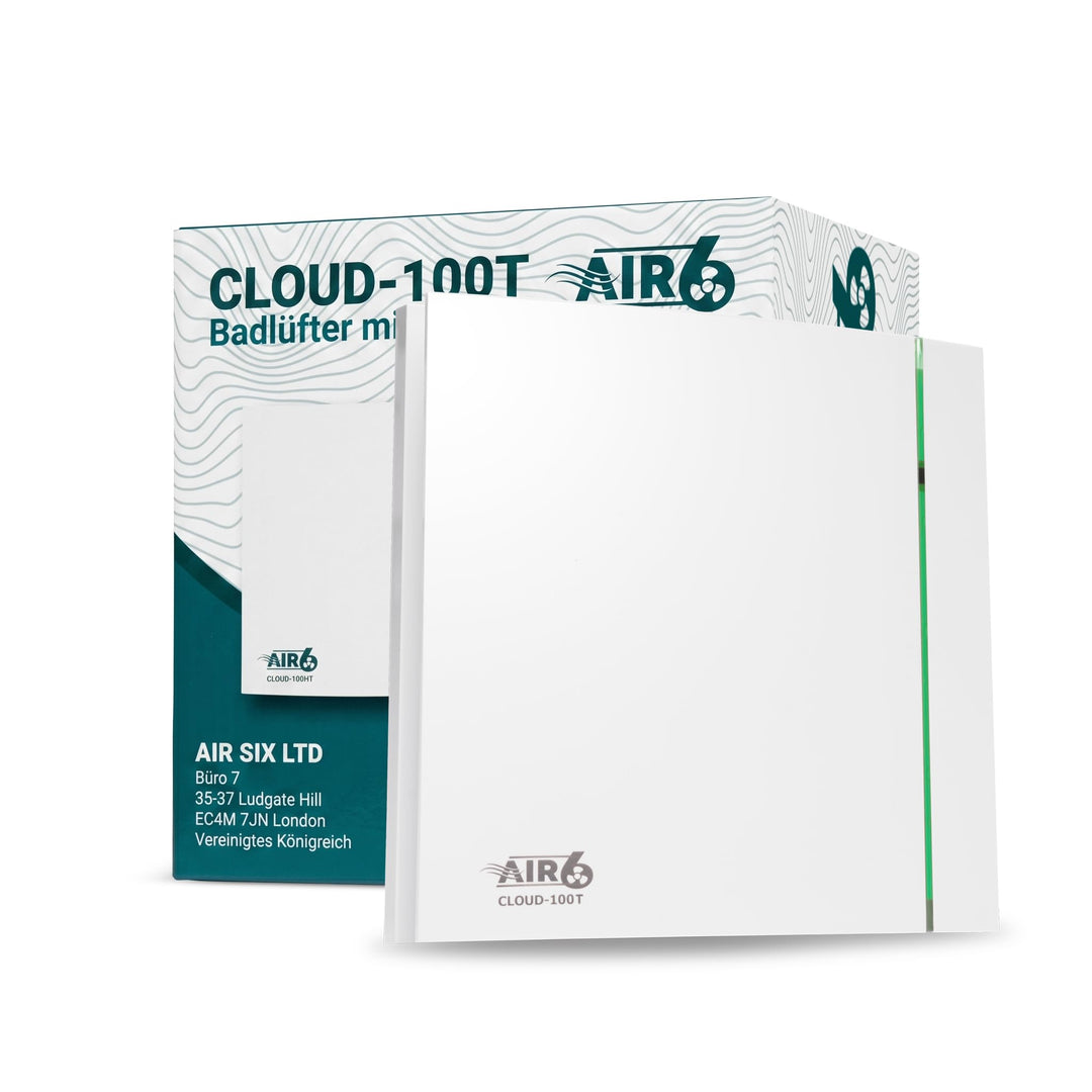AIR 6 Badlüfter 100mm, Abluftventilator Für Badezimmer, WC, Bad Lüfter mit Timer, Leise und Leistung