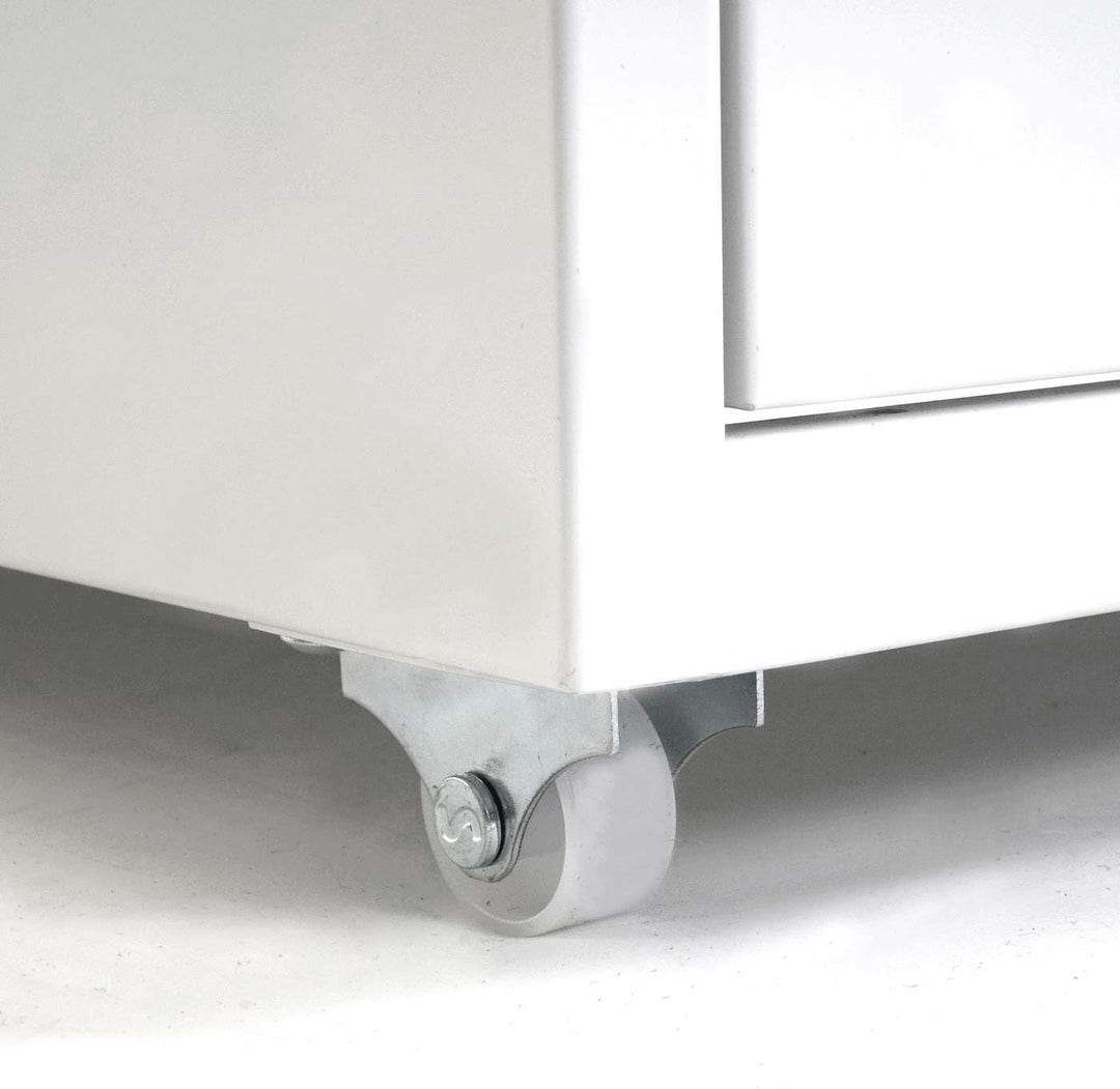 PROREGAL Rollcontainer Housten HxBxT 48x28x41cm 4 Schubladen Weiss Schubladenschrank Stahlschrank Bü