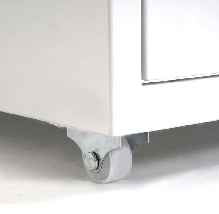 PROREGAL Rollcontainer Housten HxBxT 48x28x41cm 4 Schubladen Weiss Schubladenschrank Stahlschrank Bü