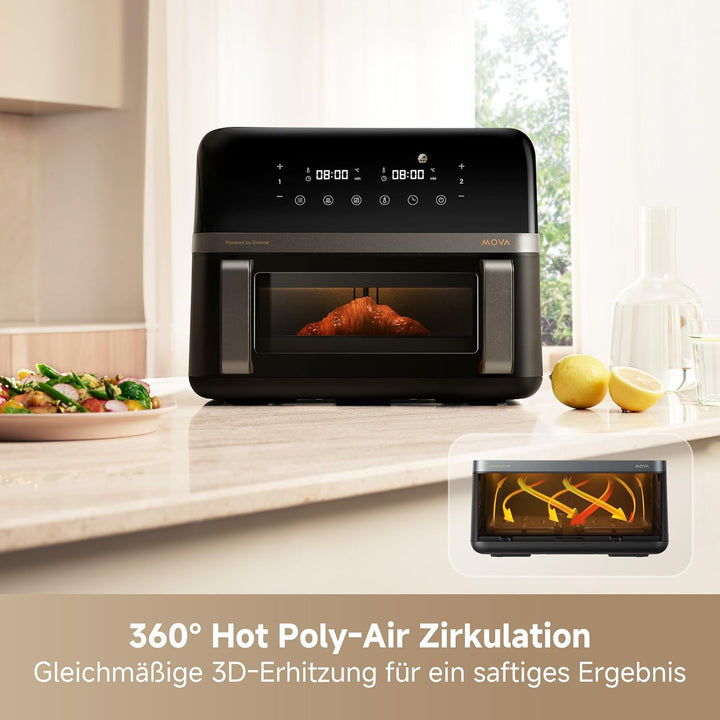 Mova AeroChef FD20 Pro Heissluftfritteuse, 9 Liter Zwei-Zonen-Garen, SyncFinish, 2.700 W für schnell