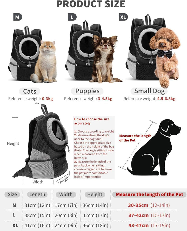 Pet Dog Carrier Backpack,Hunderucksack,Puppy Dog Travel Carrier Front Pack for Small Medium Dogs Cat