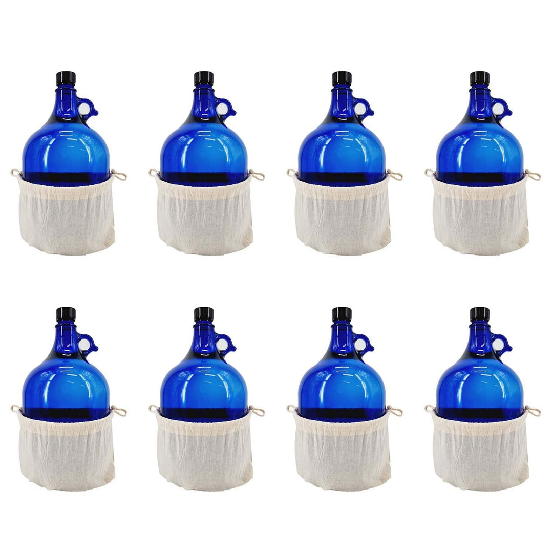 Albert's Premium Selection 5 Liter Henkelflasche/Glasballon, blau, inkl. Deckel und Baumwollbeutel (