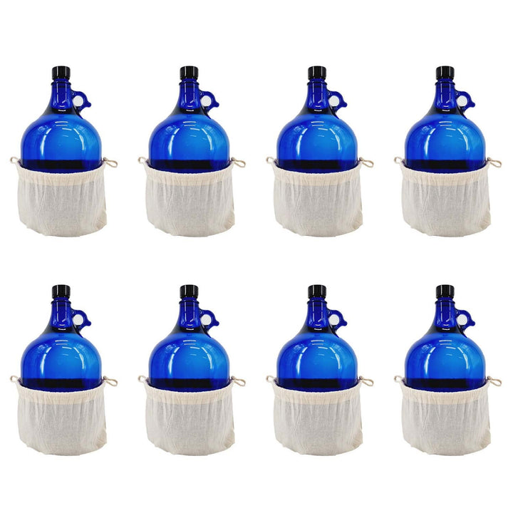 Albert's Premium Selection 5 Liter Henkelflasche/Glasballon, blau, inkl. Deckel und Baumwollbeutel (