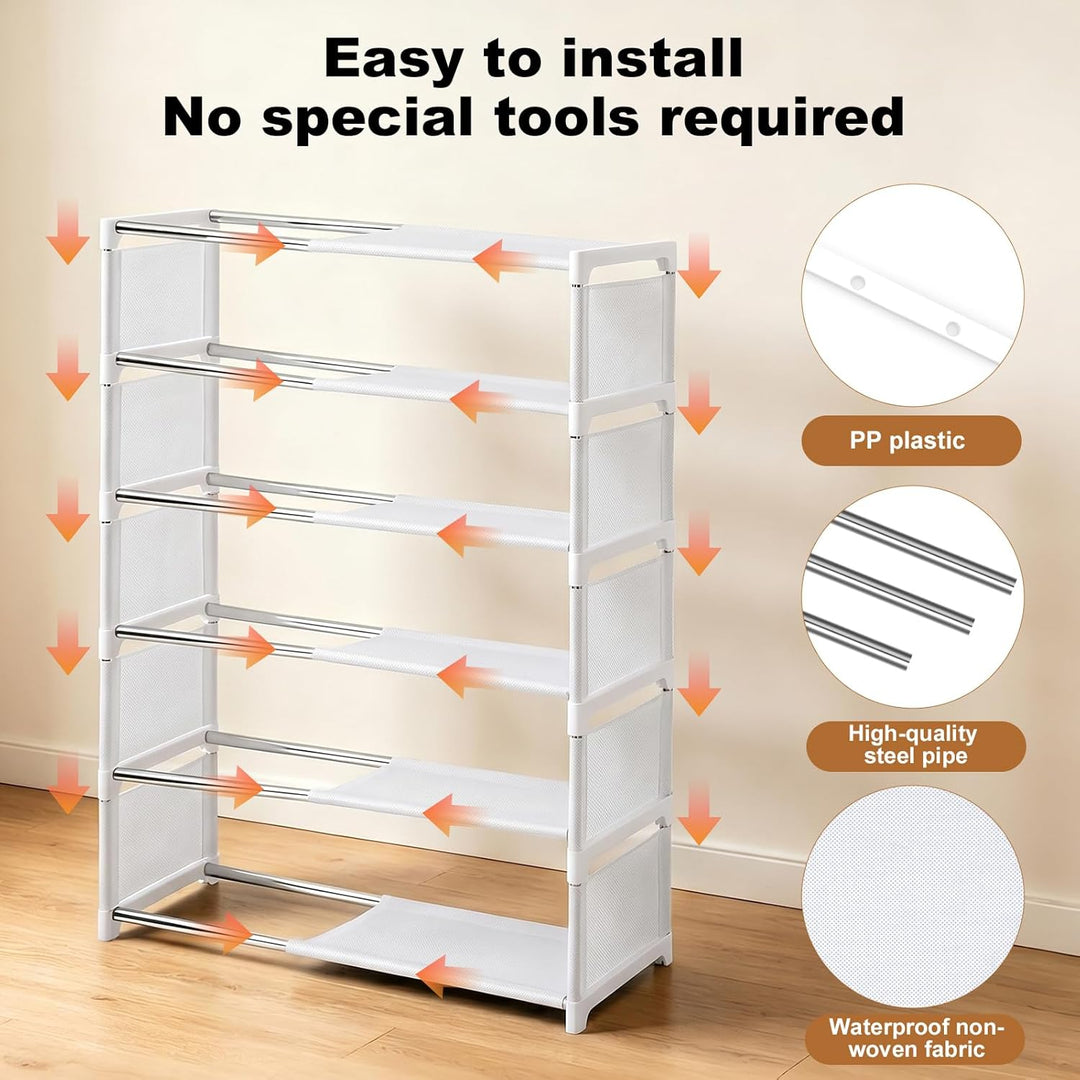 8 Ebenen Schuhregal Schmal Weiss, Platzsparendes DIY Regalsystem für Kleiderschrank & Büro, Hoch Sch