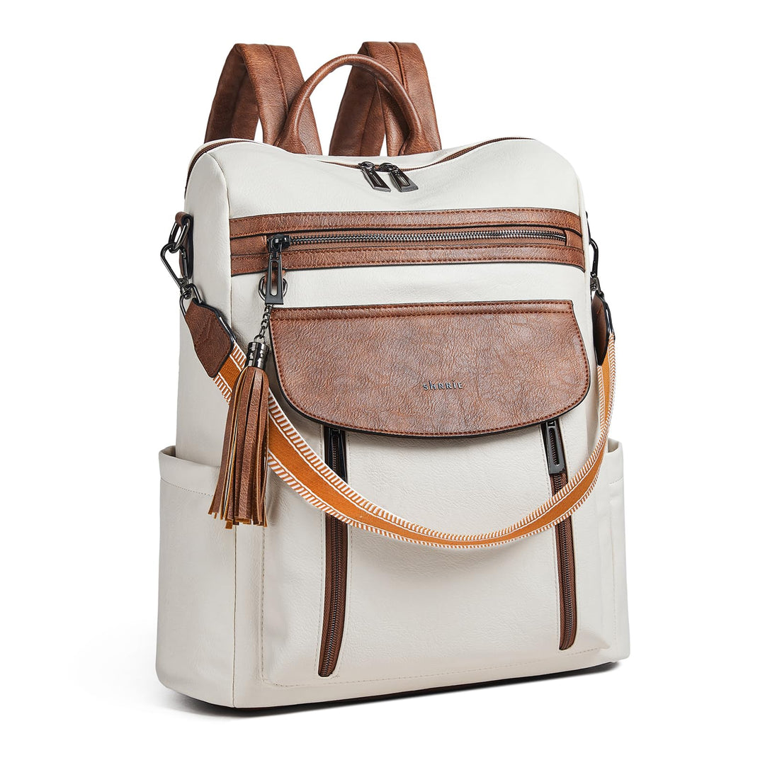 Shrrie Laptop-Rucksack für Damen, 15,6 Zoll Reise-Rucksack aus Leder, Handgepäck-Rucksack Computerta
