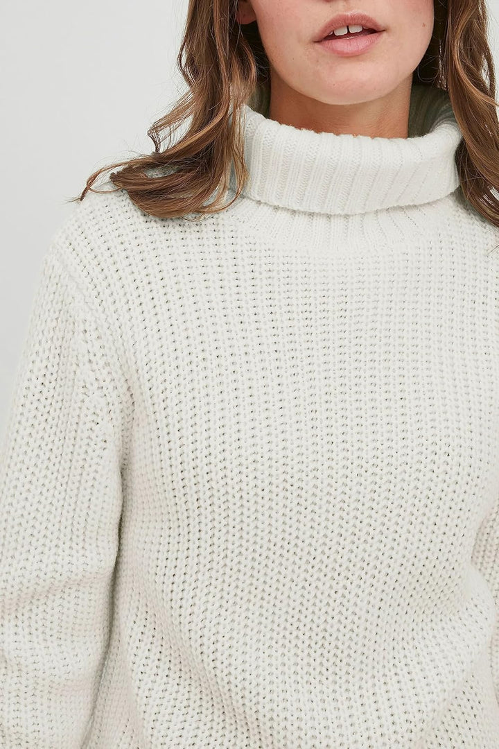 OXMO OXNanna Strickpullover Damen Grobstrickpullover Pullover mit Rollkragen Regular Fit, Cloud Danc