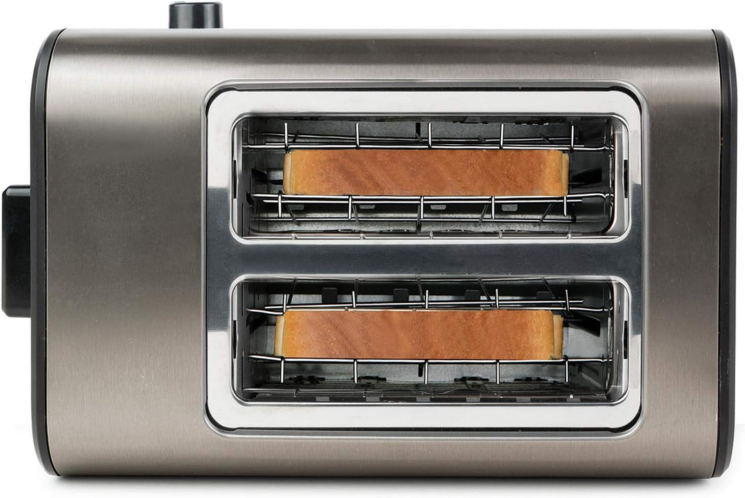 Black+Decker ES9600060B BXTO900E Toaster, 900, Edelstahl, Grau 2 extra breite Schlitze Ohne Klemmen,