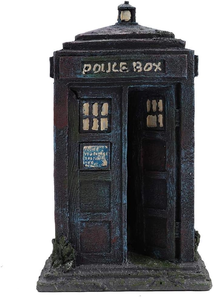 Dauerhaftes Simulationsharz Wachhäuschen Aquarium Dekorationen Simulation Damaged Police Box Shelter
