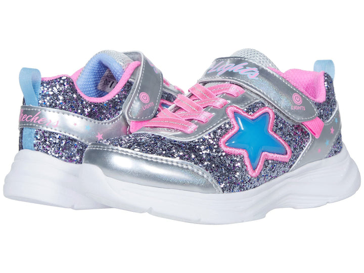 Skechers Mädchen Glimmer Kicks Starlet Shine Sneaker 28 EU Silver Rock Glitter Pink Trim, 28 EU Silv