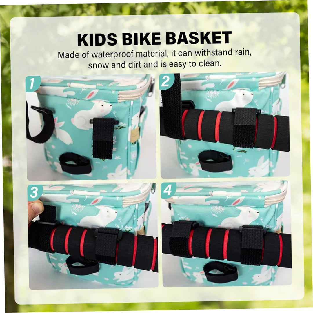 Niedlicher Hasen-Fahrradkorb vorne, Nylon-Lenkertasche für Kinder, für Laufrad, Dreirad, Roller/20,