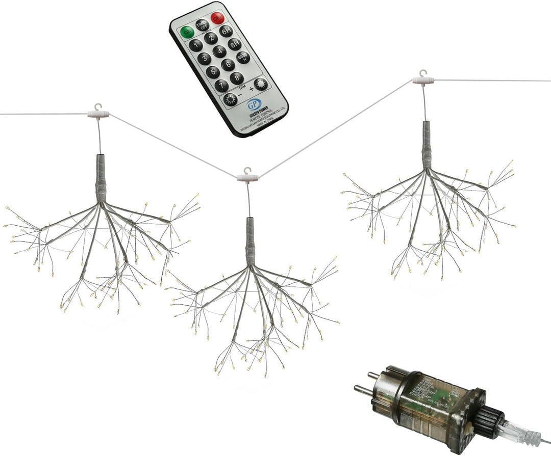 LED Feuerwerk Leuchte hängender Polarstern Pusteblume Firework 100 LED 25cm 8 Modi Fernbedienung für