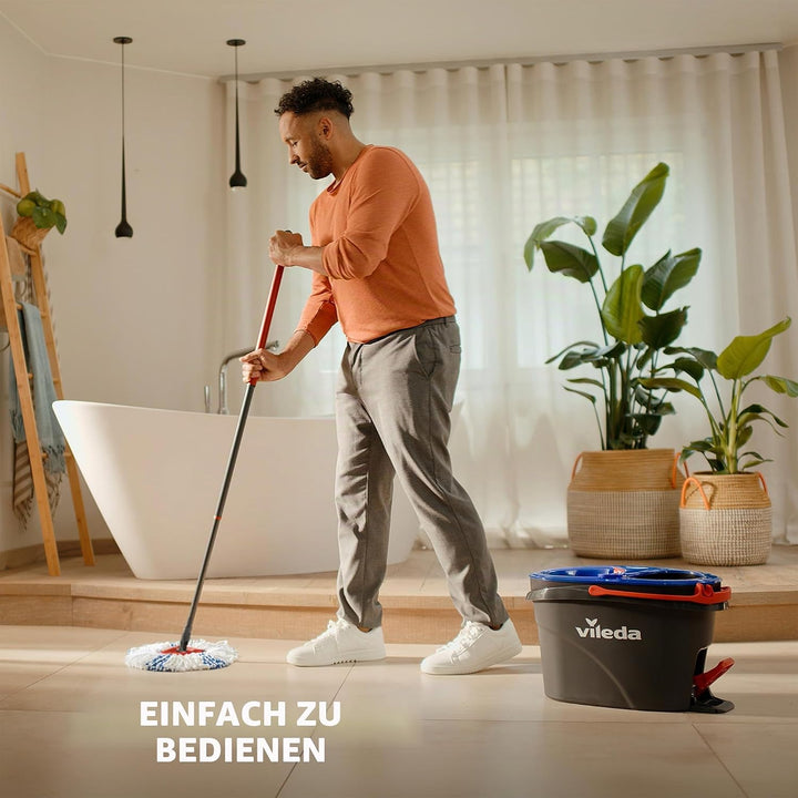 Vileda H2PrO Wischmopp Set mit Eimer| Innovatives Zweitanksystem zur Trennung von Frisch- und Schmut
