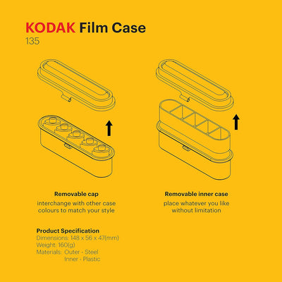 KODAK Filmkoffer – für 5 Rollen à 35 mm Folien – kompakter Retro-Stahlkoffer zum Sortieren und Schüt