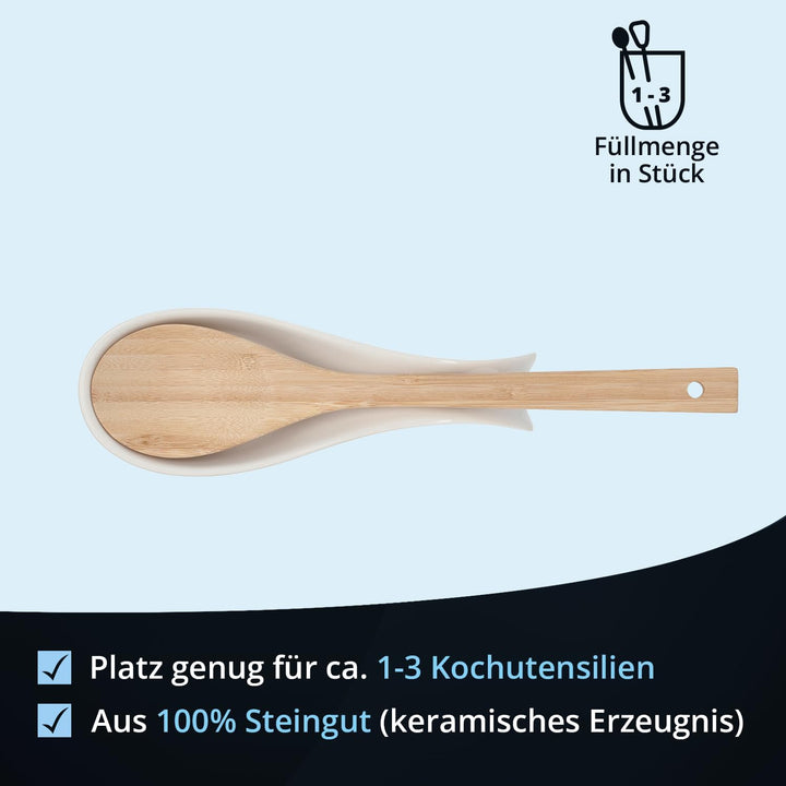 KHG Utensilienhalter und Löffelablage Set, Kochutensilienhalter Kochlöffelablage Steingut Keramik We