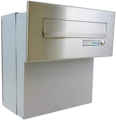 F-04 Edelstahl Mauerdurchwurf Briefkasten (Tiefe: 18-27 cm) - LETTERBOX24.de