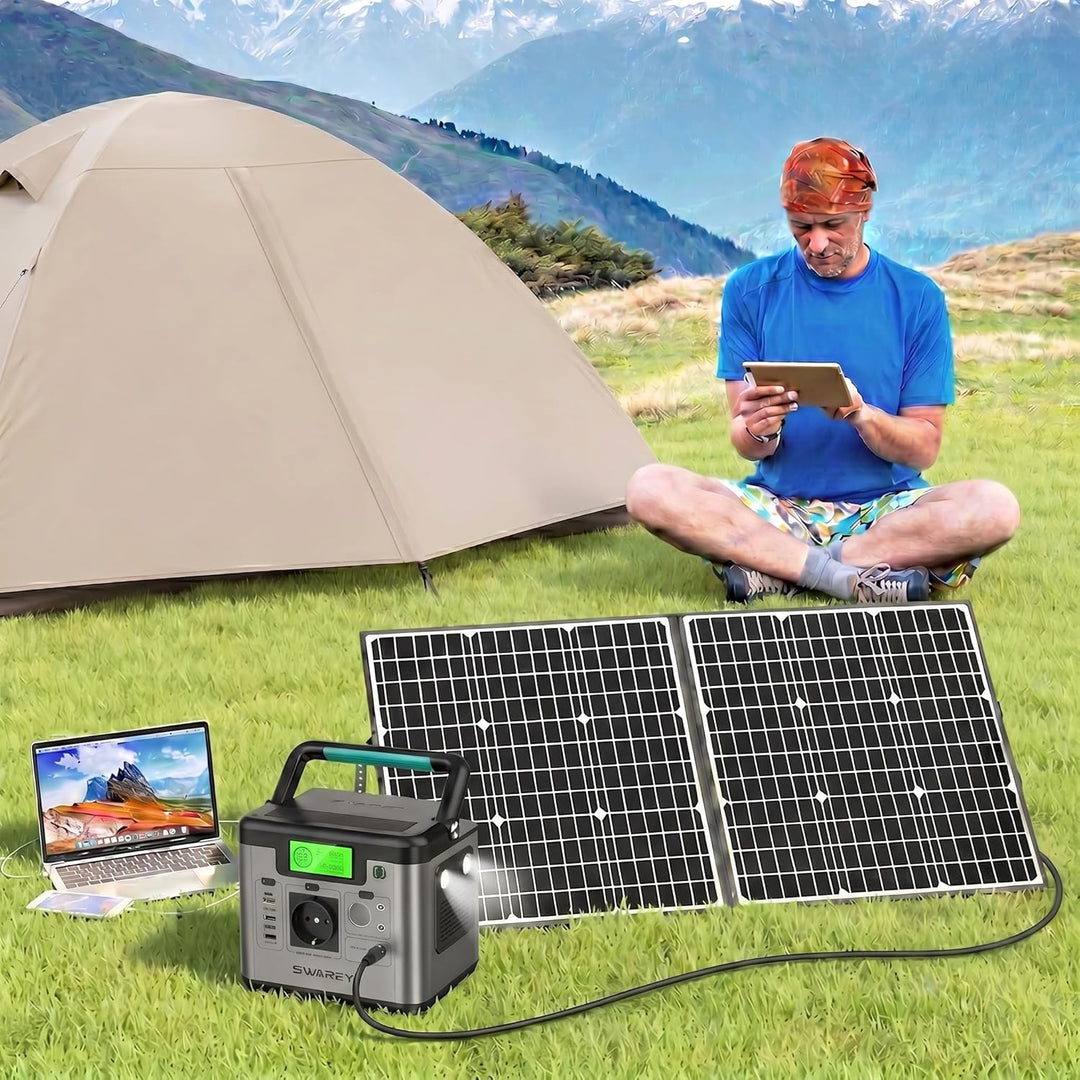 SWAREY Faltbares Solarpanel 100W Monokristallines Solar Ladegerät mit 2 USB-Anschluss, 18V DC Ausgan