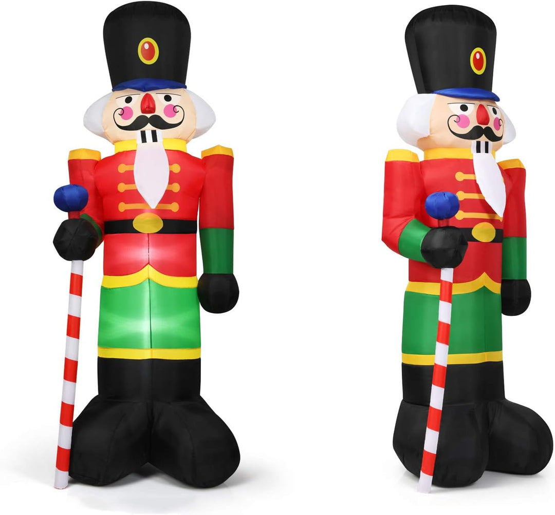 COSTWAY 240CM Aufblasbarer Nussknacker-Soldat, Weihnachtsmann Soldat mit 3 LED-Leuchten, Weihnachtsd
