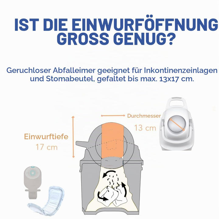 DIAPER CHAMP ONE Medium Handsfree mit Pedal - Windeleimer - geruchsdicht - berührungslose Bedienung